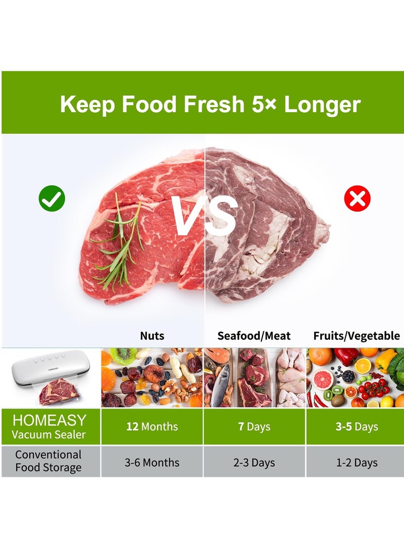 SYOSI Vacuum Sealer Machine Automatic Sealer Machine One-Touch Sealing Vacuum for Food Preservation Storage Saver Dry And Moist Food Modes - Image 2