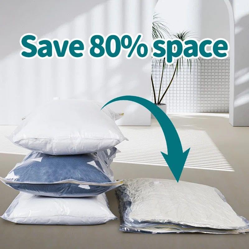Smart Vacuum Bags Smart Vacuum Bags 10Pcs Jumbo 70 Cms x 100 Cms 1 Hand Pump Lifetime Reusable Vacuum Storage Space Saver Bag for Clothes Blankets Pillows and Travels 80 More Compression Pack Of 10Pcs  - Image 2