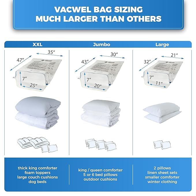 Smart Vacuum Bags Smart Vacuum Bags 10Pcs Jumbo 70 Cms x 100 Cms 1 Hand Pump Lifetime Reusable Vacuum Storage Space Saver Bag for Clothes Blankets Pillows and Travels 80 More Compression Pack Of 10Pcs  - Image 5