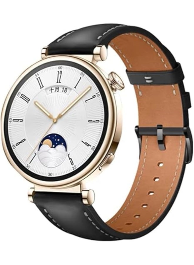 Ecosystem 18mm Lather Strap Compatible with Huawei Watch Gt 6 41mm/Gt5 Pro 42mm/GT5 41mm/GT4 41 mm/Huawei Watch 5 42mm, Lather Band for all watches using 18mm width Strap (Black) - Image 2