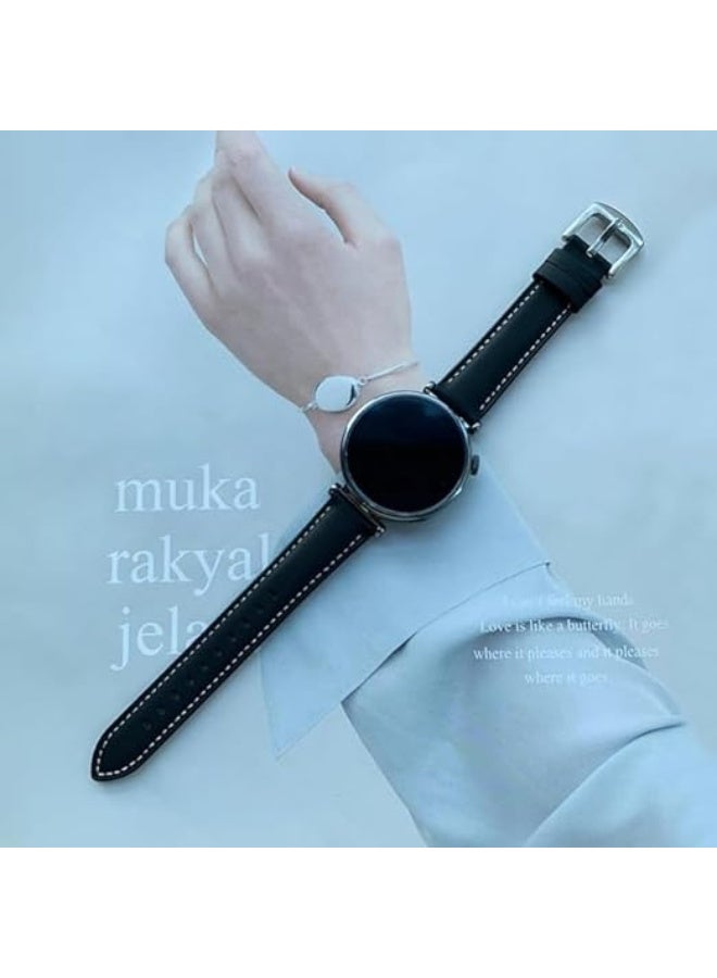 Ecosystem 18mm Lather Strap Compatible with Huawei Watch Gt 6 41mm/Gt5 Pro 42mm/GT5 41mm/GT4 41 mm/Huawei Watch 5 42mm, Lather Band for all watches using 18mm width Strap (Black) - Image 4