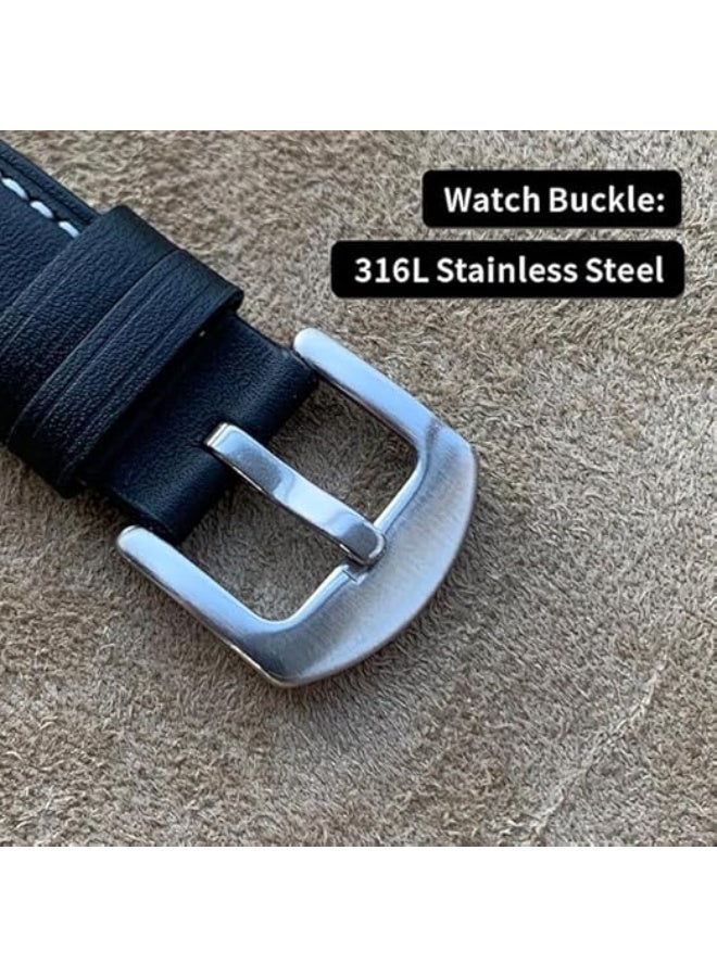 Ecosystem 18mm Lather Strap Compatible with Huawei Watch Gt 6 41mm/Gt5 Pro 42mm/GT5 41mm/GT4 41 mm/Huawei Watch 5 42mm, Lather Band for all watches using 18mm width Strap (Black) - Image 3