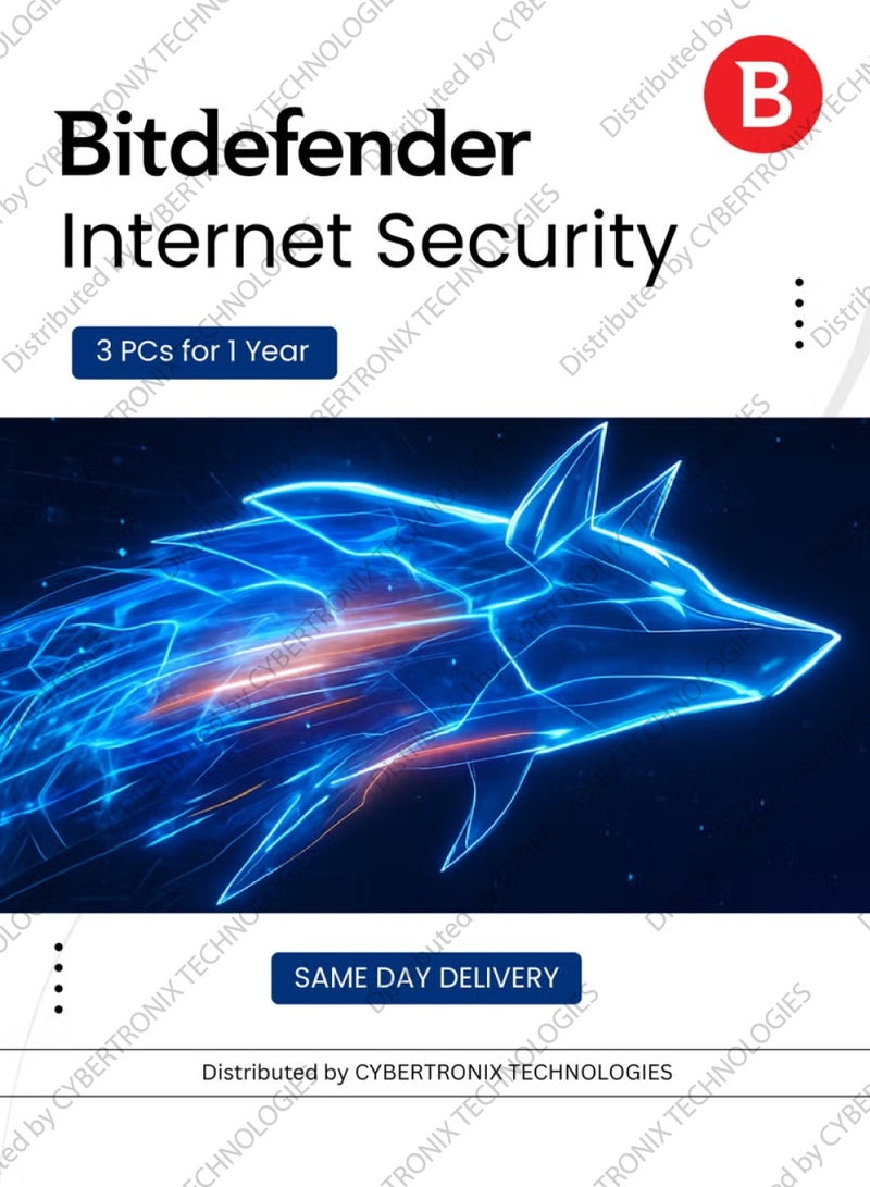 Bitdefender Internet Security | 3 PCs for 1 Year | Digital License | SAME DAY DELIVERY