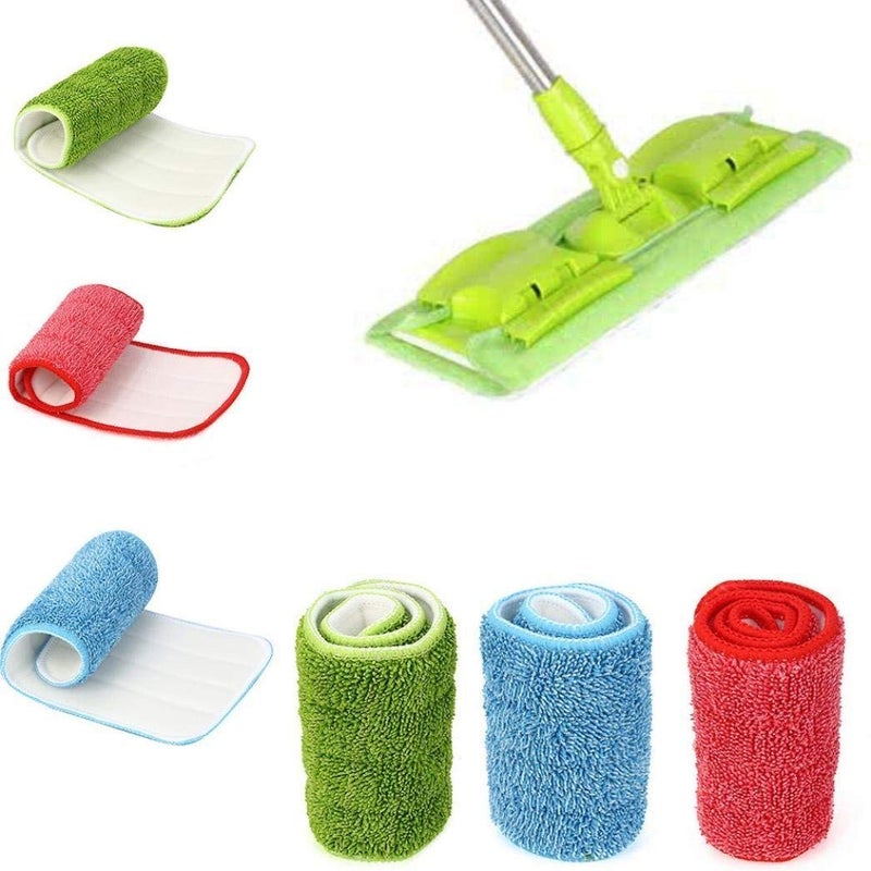 Birud Replacement Reusable Microfiber Spray Cleaning Mop Head Cloth Pads, Standard (Green Color-3 PIC) - Image 2