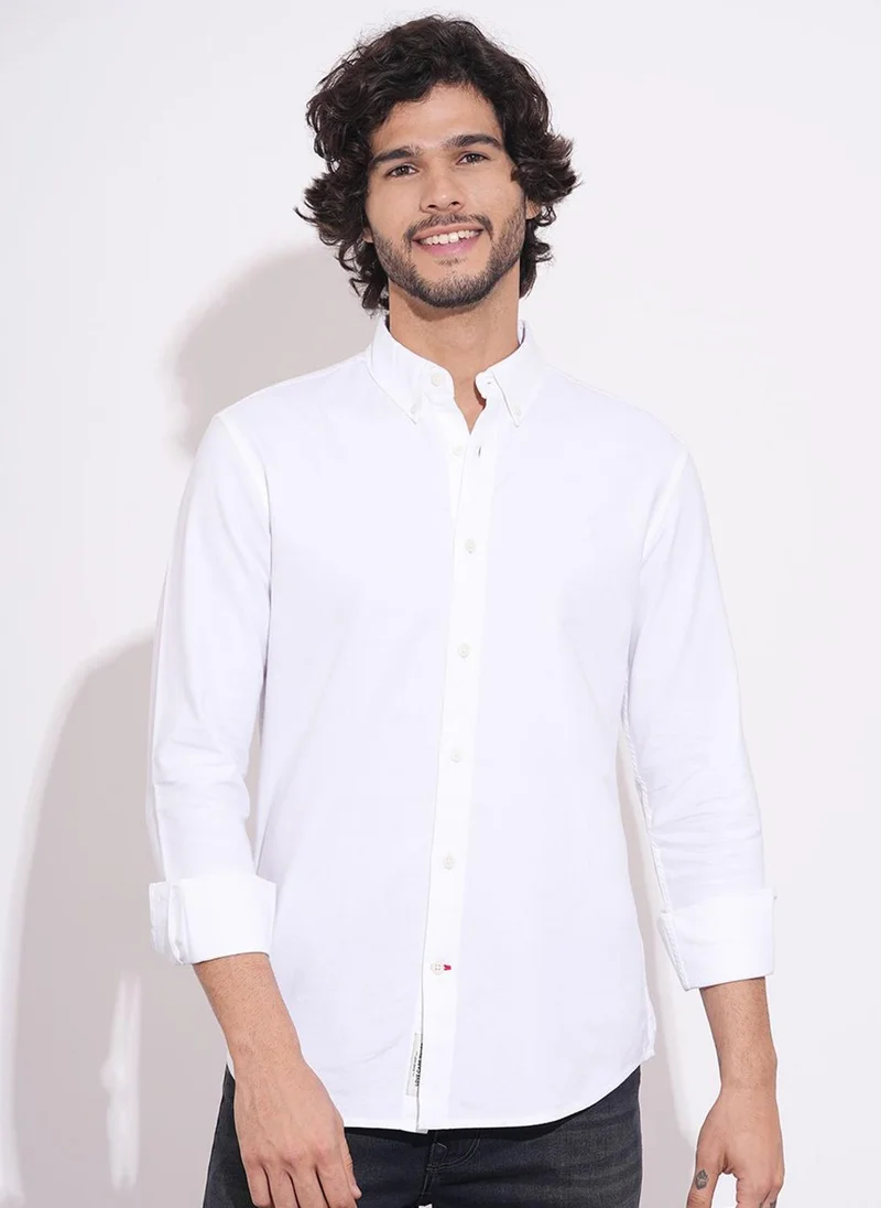 بيينغ هيومان Slim Fit Pure Cotton Button-Down Collar Long Sleeves Casual Shirt