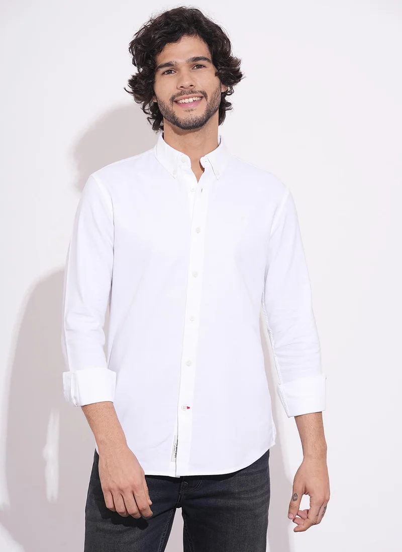 Being Human Slim Fit Pure Cotton Button-Down Collar Long Sleeves Casual Shirt