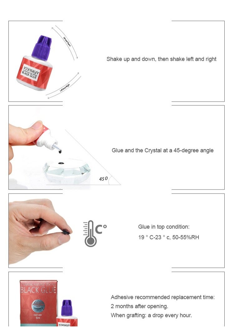 ICONSIGN - 45 Days Long Lasting 5 ml Natural Strong Black Glue For False Eyelash Extensions - Image 1