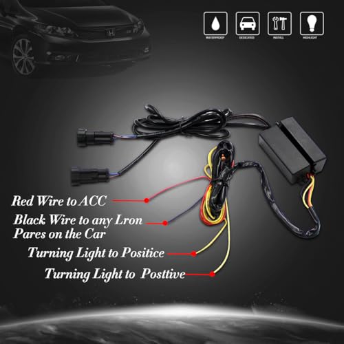 BIHEE Daytime Running Light Assembly for Honda Civic 2016 2017 2018, 2 Color DRL Driving Fog Lamp Waterproof Bright Amber Turn Signal Light Assembly Kit,1 Pair - Image 3