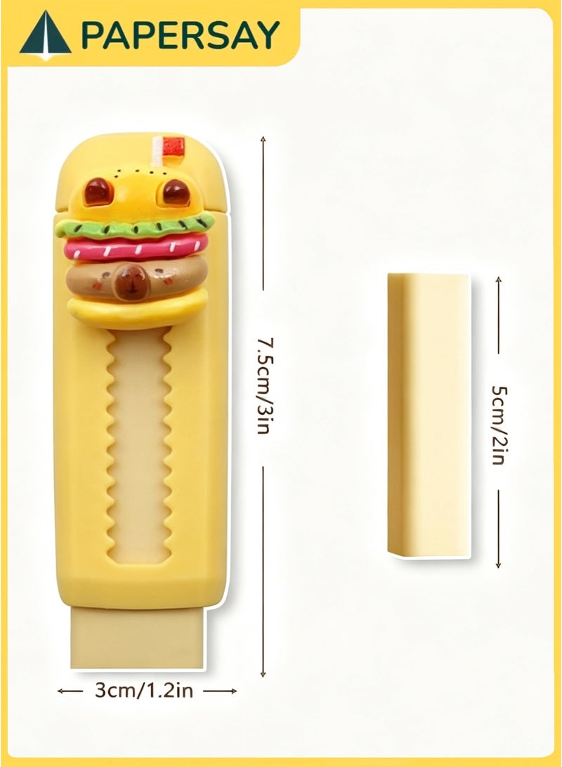 PAPERSAY 4 Pieces Retractable Erasers, Cute Capybara Erasers, Pencil Erasers , Push-Pull Rubber Eraser for Kids Boys Girls Students Capybara Lovers, School Office Supply Stationery - Image 2