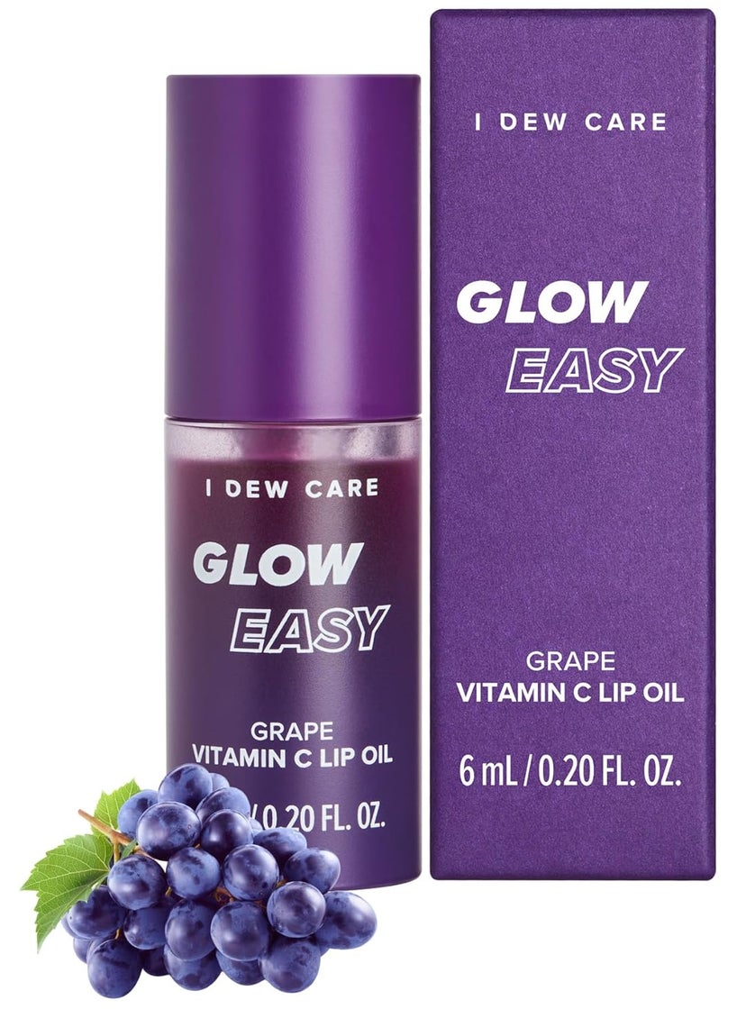 I DEW CARE I DEW CARE Lip Gloss - Glow Easy Grape | Jojoba Seed Oil, Vitamin C, Pigmented Glossy Stain, Hydrating, Korean Makeup, Pink Color, Moisturizing, Nourishing Crystal Glass Clear, 0.20 FL Oz 