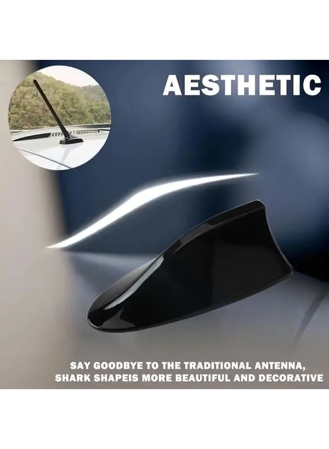 Universal Car Shark Fin Antenna Black ABS Waterproof Strong Adhesive Roof Wrap - Image 1