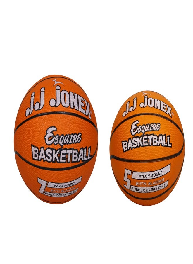 Jonex JJ Basketball Combo of 2 Pcs for Indoor-Outdoor Training Basketball Esquire Size 5 and 7(Orange) (MYC) - Image 1