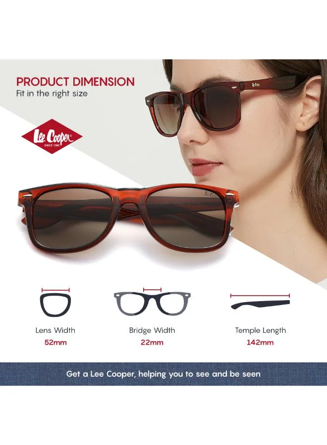 Lee Cooper Polarized Sunglasses Shiny Brown Frame Gradient Brown Mirror Lens 52mm  - LC1018C03