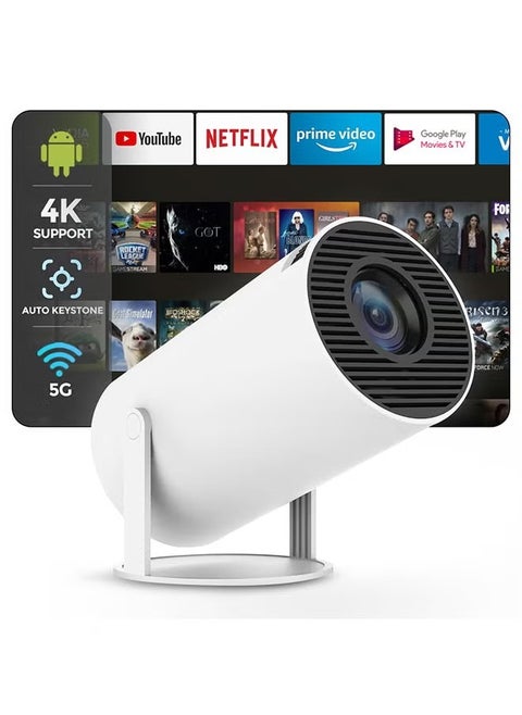 HY300 Android 5G Wifi Smart Portable Projector 1280 720P Full HD Office Home Theater Video Mini Projector Optical Specifications PROJ-WO-87-AN White