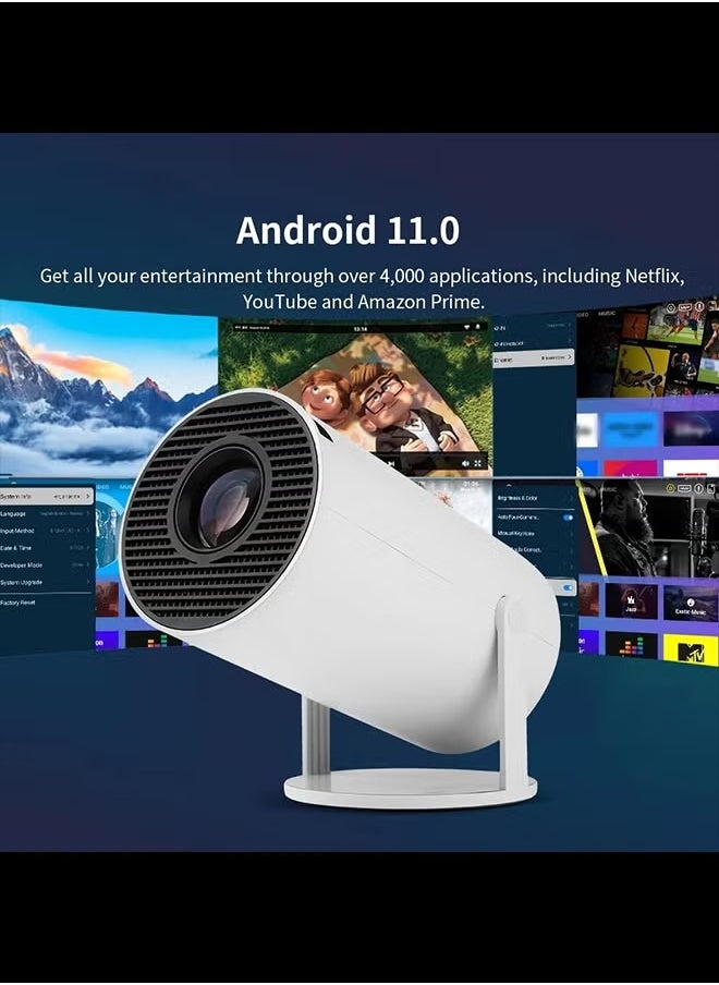 HY300 Android 5G Wifi Smart Portable Projector 1280 720P Full HD Office Home Theater Video Mini Projector Optical Specifications PROJ-WO-87-AN White