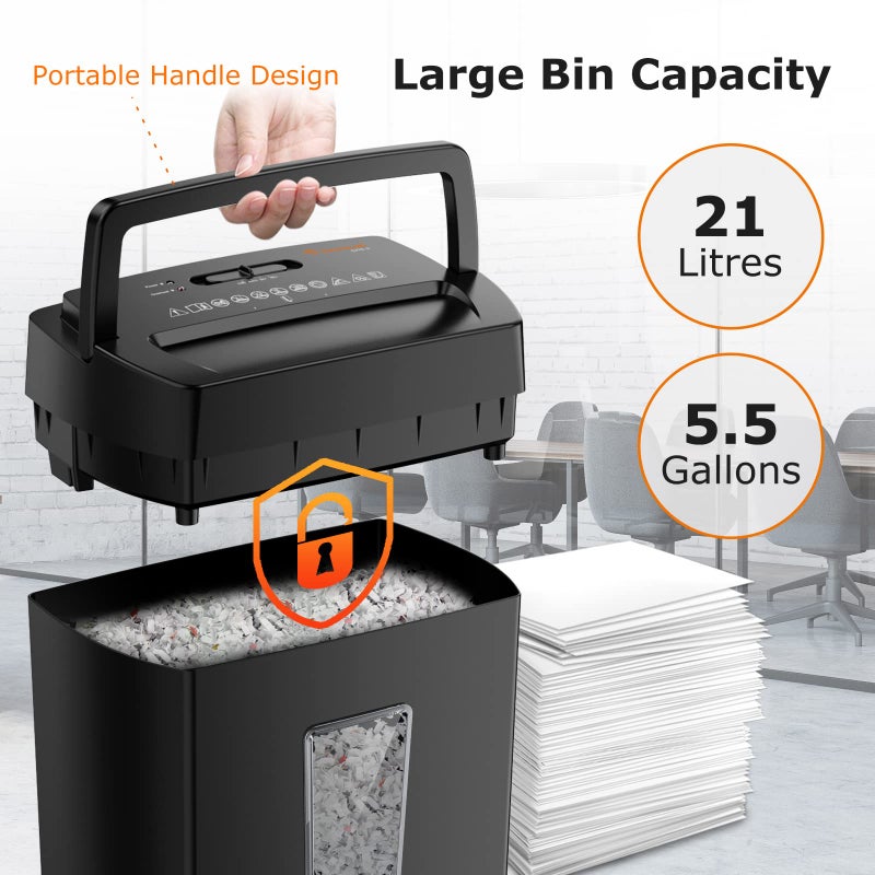 Bonsaii 12-Sheet Cross Cut Paper Shredder, 5.5 Gal Home Office Heavy Duty Shredder for Paper, Credit Card, Mail, Staples, with Transparent Window, High Security Level P-4 (C275-A) - Image 4