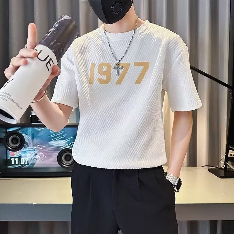 New Letter Printing Fashion Short-Sleeved T-Shirt American Style Trendy Brand Plus Size Men'S T-Shirt - Image 1