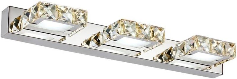 klarako Bathroom Light Fixtures,Modern Bathroom LED Crystal Wall Lamp Fixtures Mirror Light Make-up Vanity Light 3 Lights Warm White Wall LED Lamps - Image 1