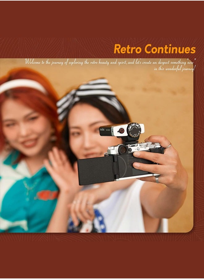 Godox - Godox Lux Junior Retro Camera Flash, GN12 with 7 Levels Flash Power, CCT 6000K±200K with S1/S2 Optical Control for Fuji, for Canon, for Nikon, for Sony, for Olympus Camera - Image 1