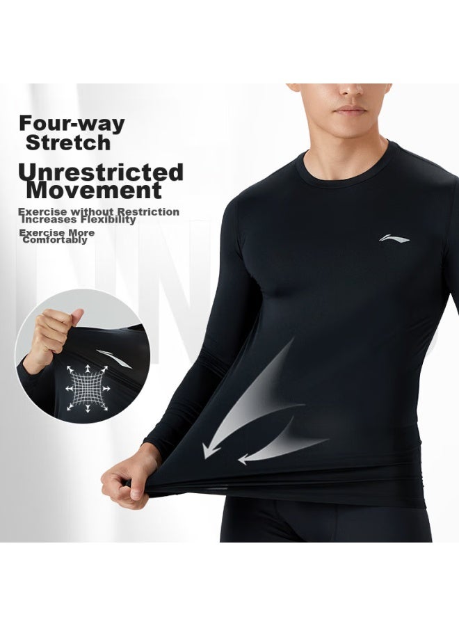 Li-Ning Li-ning Quick-dry Men's Compression Shirt, Long-sleeve Fitness Wear, Fleece-lined, Autumn And Winter Sports Top, Running, Basketball Training, Base Layer - Image 5