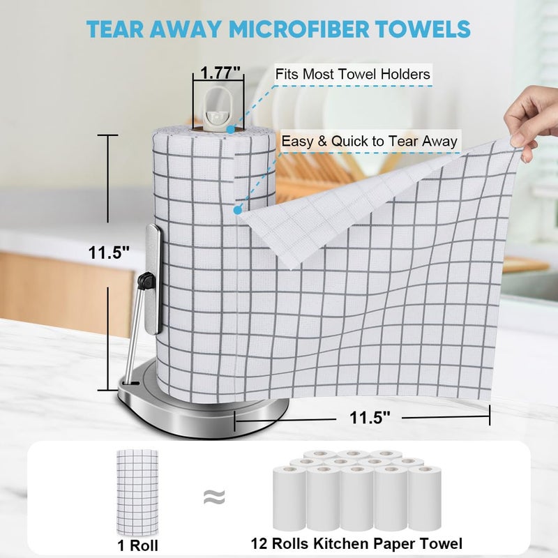AIDEA Microfiber Cleaning Cloth Roll, 50PK, Microfiber Kitchen Towels, Reusable Paper Towels Tear Away Cloth, Lint Free Rags for House, Window, Cleaning Supplies 11.5"Ã—11.5" - Image 2