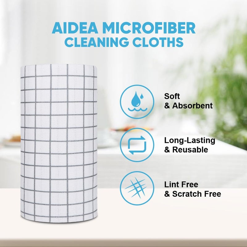 AIDEA Microfiber Cleaning Cloth Roll, 50PK, Microfiber Kitchen Towels, Reusable Paper Towels Tear Away Cloth, Lint Free Rags for House, Window, Cleaning Supplies 11.5"Ã—11.5" - Image 3