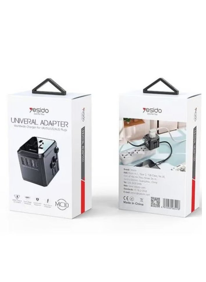 ELTRAZONE 3 USB + 1 USB-C Port Universal Travel Adapter – Worldwide Compatibility, Fast Charging, Compact & Portable (Black)  - Image 5