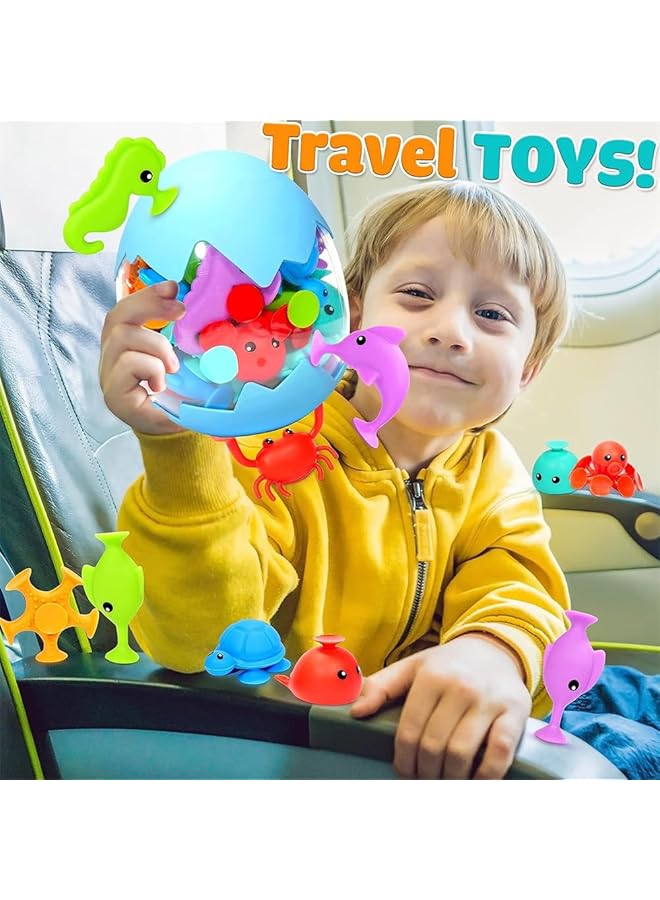 YARDHOBI Suction Bath Toys For Kids Fine Motor Window Toys Silicone Ocean Animal Suction Cup Toys With Dinosaur Eggshell No Mold Bath Toy Sensory Travel Toys For Toddlers Great For Autism/Add/Adhd (18Pcs) - Image 5