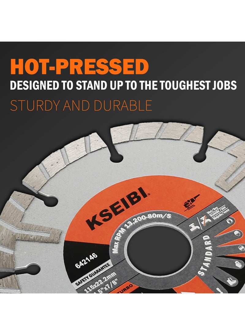 KSEIBI Sintered Diamond Discs/T Super Turbo 115x22.2MM – High-Speed Cutting Blade for Concrete, Stone & Masonry - Image 4