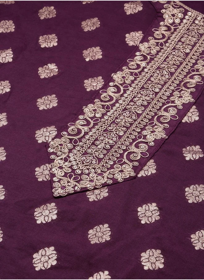 ISHIN Ethnic Motifs Embroidered Sequinned Straight Kurta With Trousers & Dupatta