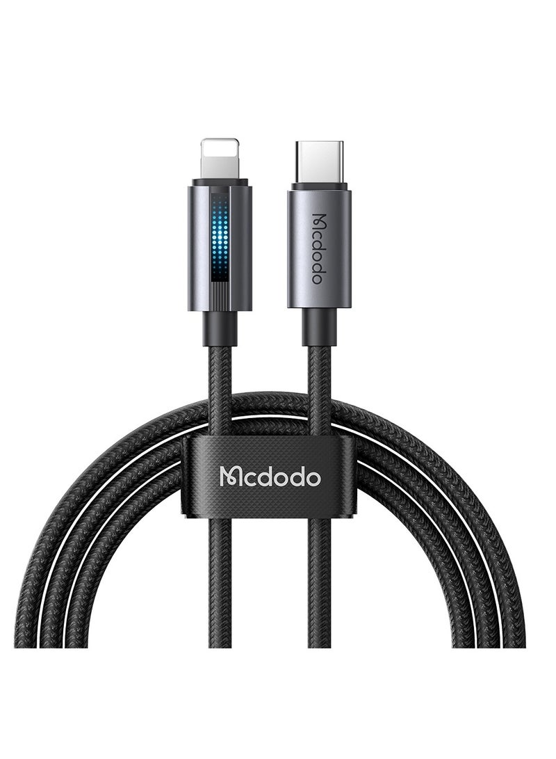 Mcdodo CA-5710 USB-C to Lightning Cable with 36W Flashing Light 1.2m Black - Image 2