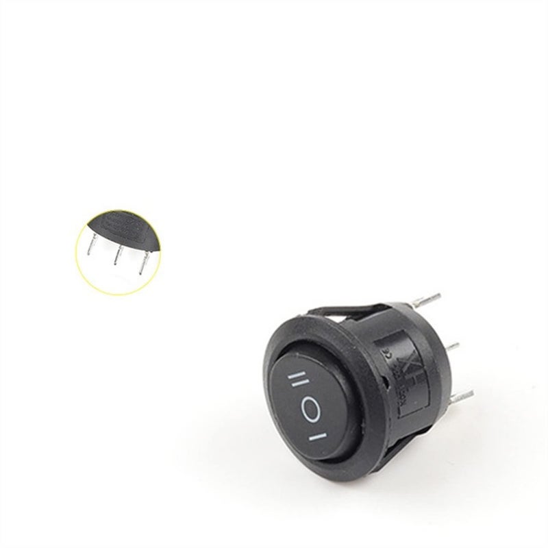 3pin Black On Off On Rocker Switch 23mm 6A 250VAC 10A 125VAC 2 3 Position 5 PCS - Image 2