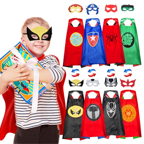Roko Toys for 3-10 Year Old Boys, Superhero Capes for Kids 3-12 Year Old Boy Gifts Boys Cartoon Dress up Costumes Party Supplies Toys for Ages 2-4 5-7 (8 Heroes Double-sided) - Image 1