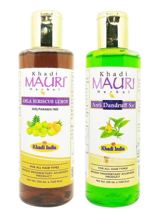 Khadi MAURI Amla Hibiscus Lemon & Anti Dandruff Shampoo Pack Of 2 (420 Ml) Multicolor (Kmamhibiantdndshx1(Each))  - Image 1