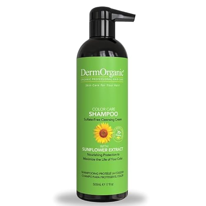 DermOrganic Color Care Shampoo 100% Sulfate-Free Cream Shampoo with Sunflower Anti-Fade Extract- 17 fl.oz