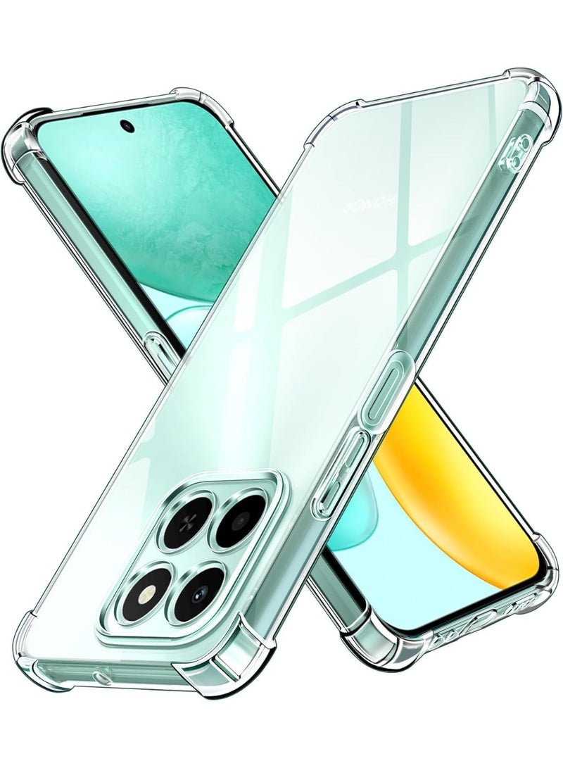 جراب متوافق مع Honor X6C، غطاء شفاف من السيليكون (TPU) مقاوم للصدمات، مزود بحماية للكاميرا وزوايا معززة ضد الصدمات - شفاف - Image 1