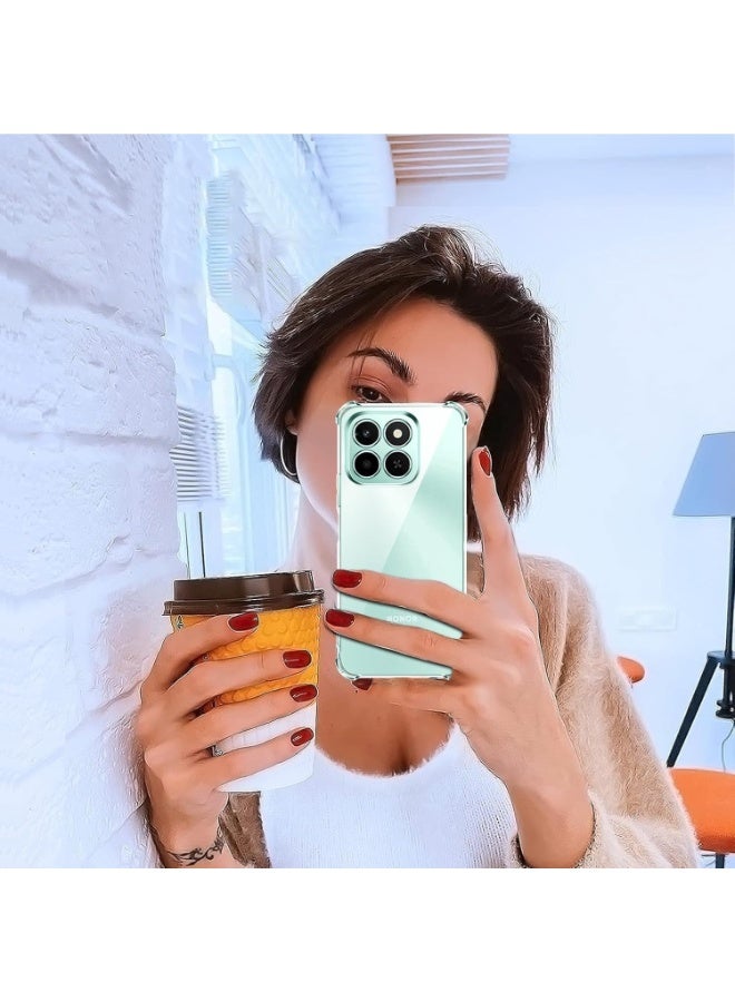 جراب متوافق مع Honor X6C، غطاء شفاف من السيليكون (TPU) مقاوم للصدمات، مزود بحماية للكاميرا وزوايا معززة ضد الصدمات - شفاف - Image 4