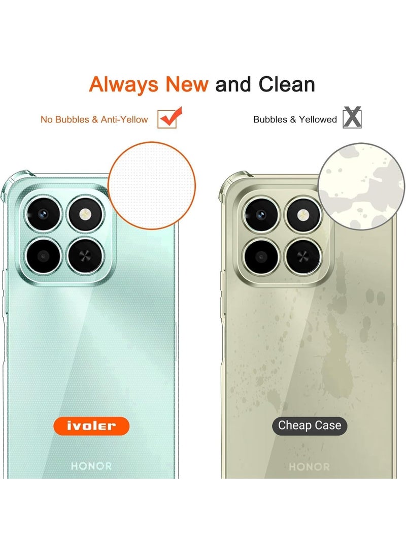 جراب متوافق مع Honor X6C، غطاء شفاف من السيليكون (TPU) مقاوم للصدمات، مزود بحماية للكاميرا وزوايا معززة ضد الصدمات - شفاف - Image 3