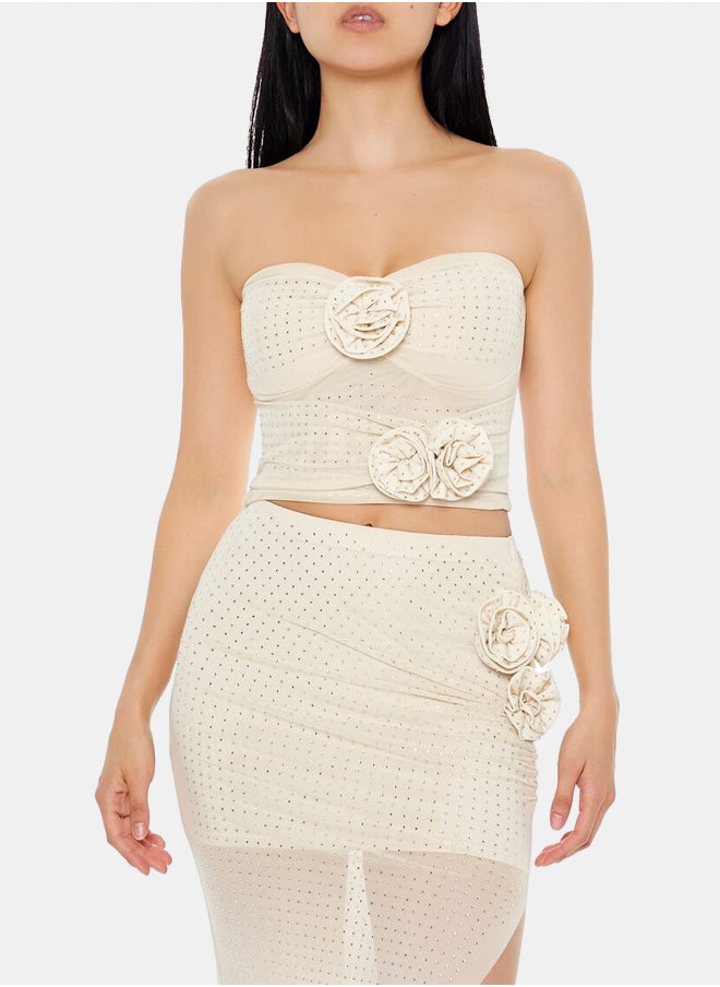 FOREVER 21 - Rhinestone Rosette Tube Top - Image 1
