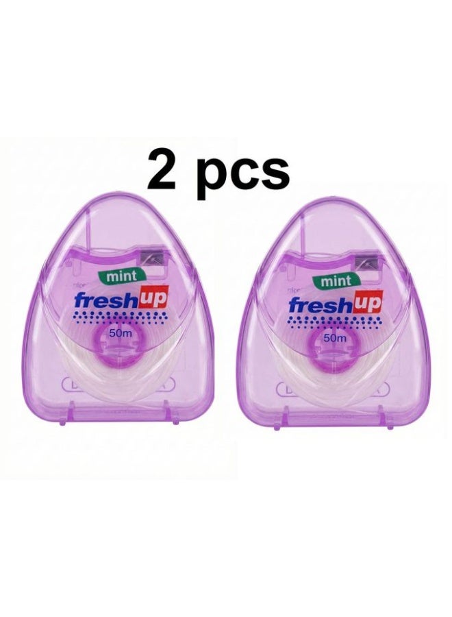 Fresh Up Dental Floss 50m - Essential for Complete Oral Hygiene, PURPLE.(2pcs) - Image 1