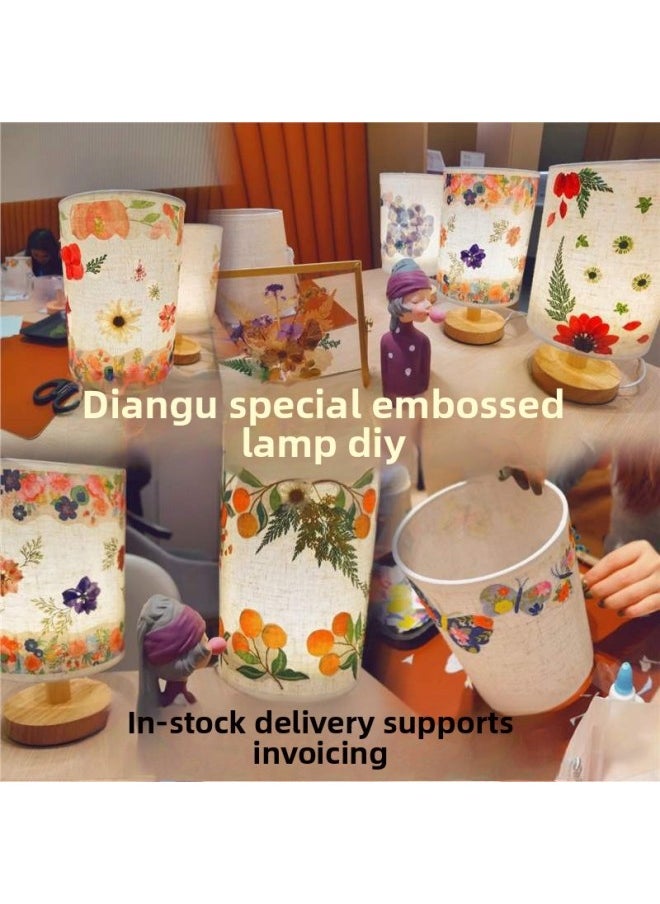 Butterfly Embossed Dried Flower Table Lamp Handmade DIY Material Bag National Day Group Building Salon Activity Night Light-Color:Dielianhua (full Set Of Materials Package)  - Image 2
