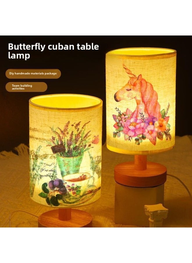 Butterfly Embossed Dried Flower Table Lamp Handmade DIY Material Bag National Day Group Building Salon Activity Night Light-Color:Dielianhua (full Set Of Materials Package)  - Image 4