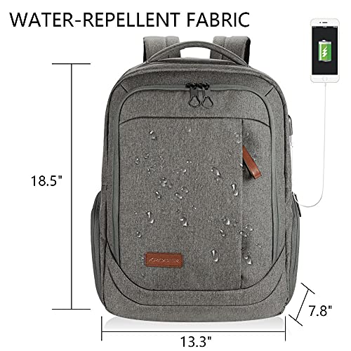 KROSER Laptop Backpack Large Computer Backpack Fits up to 17.3 Inch Laptop with USB Charging Port Water-Repellent Casual Daypack for Travel/Business/College/Women/Men-Grey - Image 3