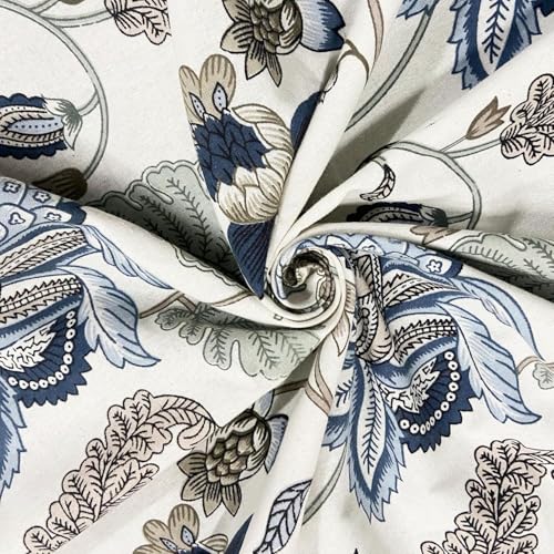 ElanorHomes Cotton Double King Size Bedsheet | Hand Printed | Ultra-Soft & Skin-Safe | Breathable Summer Comfort | 90x108 inches with 2 Pillow Covers (Sapphire Petal) - Image 2