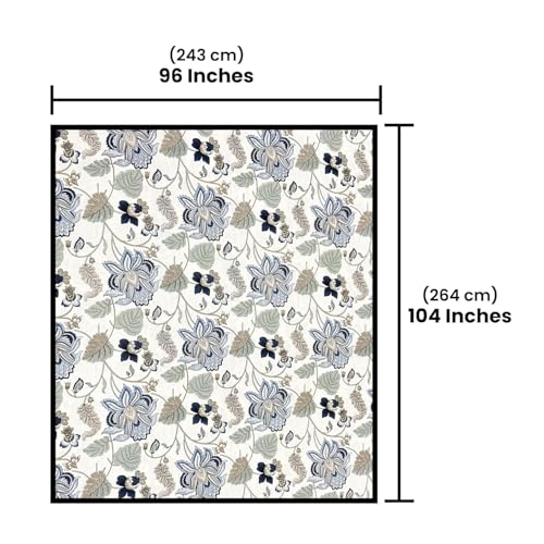 ElanorHomes Cotton Double King Size Bedsheet | Hand Printed | Ultra-Soft & Skin-Safe | Breathable Summer Comfort | 90x108 inches with 2 Pillow Covers (Sapphire Petal) - Image 5