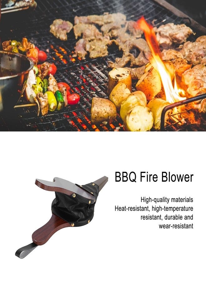 Estink BBQ Fire Blower, 30.5cm/12.0in Manual Fireplace Bellows Wooden Barbecue Air Blower Hand Bellow Pump Fan Blower for Fire Pit Outdoor Cooking Camping Picnic BBQ Grill Accessory - Image 3