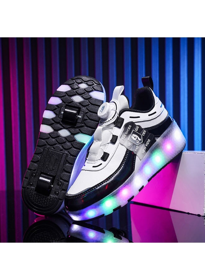 NIBEMINENT LED Flash Light Sneaker Skate Shoes with Wheels USB Charging Roller Skates Shoes