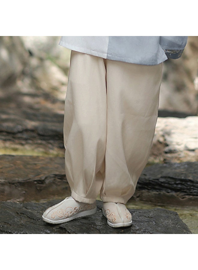Flag Platinum Qibo Hanfu Boys' Spring And Autumn Children's New Chinese Style National Fashion Ancient Style Tang Suit, Apricot Long Pants , Size 110 - Image 3