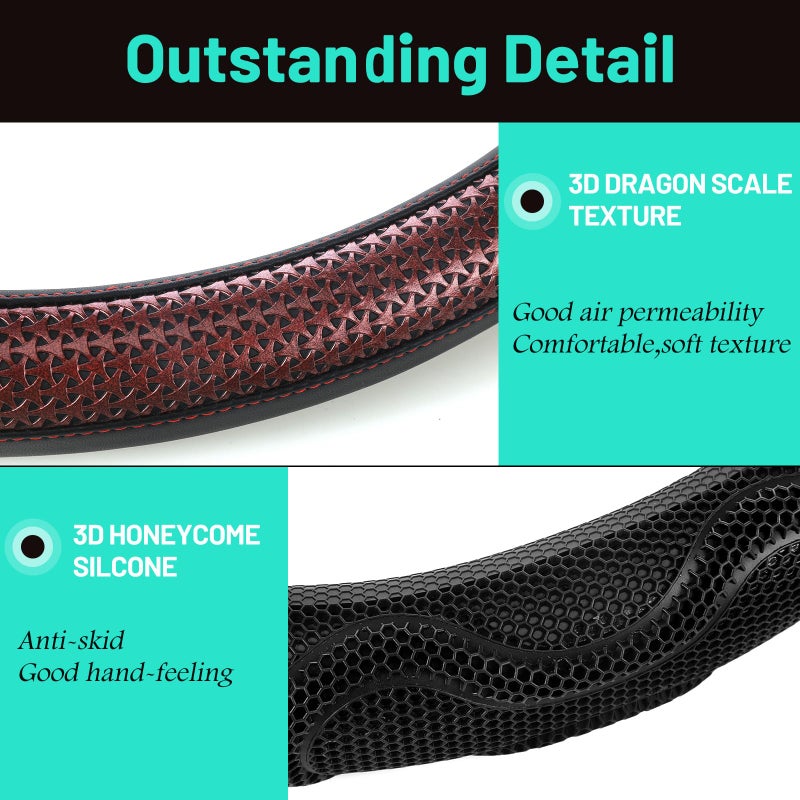 DaisyInner 18 Inch Truck Steering Wheel Cover Leather Wheel Semi-Truck Comfy Grip Cover Anti Slip Car Accessory, Fits Rv, Big Rig and Classic Car (Black, Classic Style) - Image 3