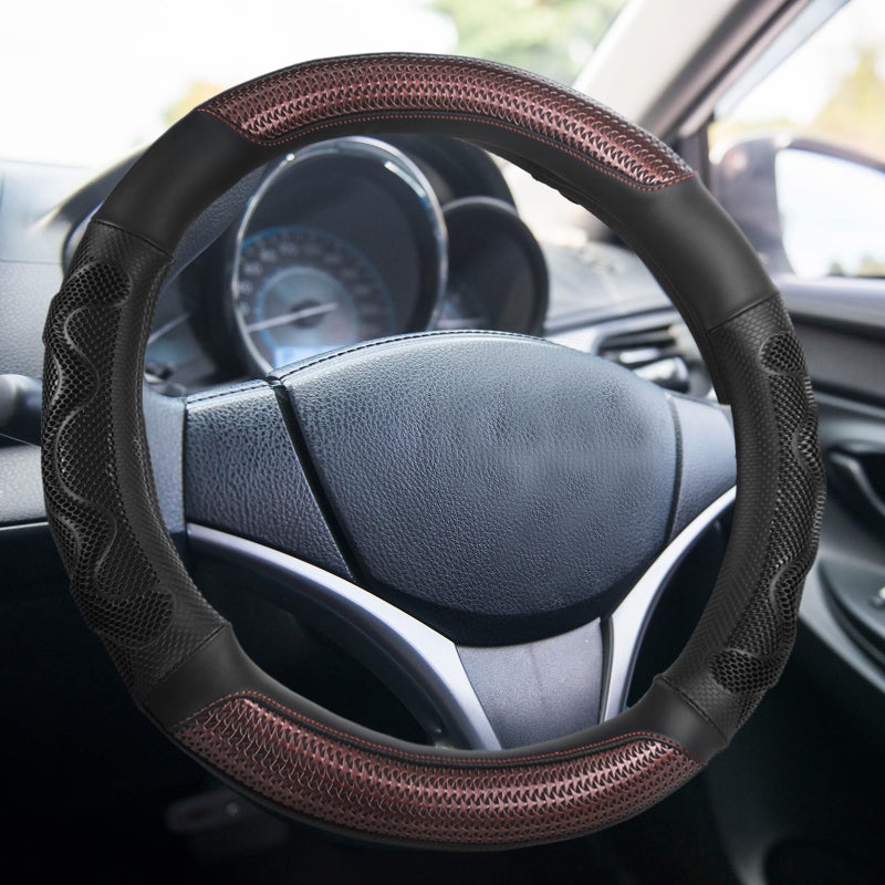 DaisyInner 18 Inch Truck Steering Wheel Cover Leather Wheel Semi-Truck Comfy Grip Cover Anti Slip Car Accessory, Fits Rv, Big Rig and Classic Car (Black, Classic Style) - Image 1